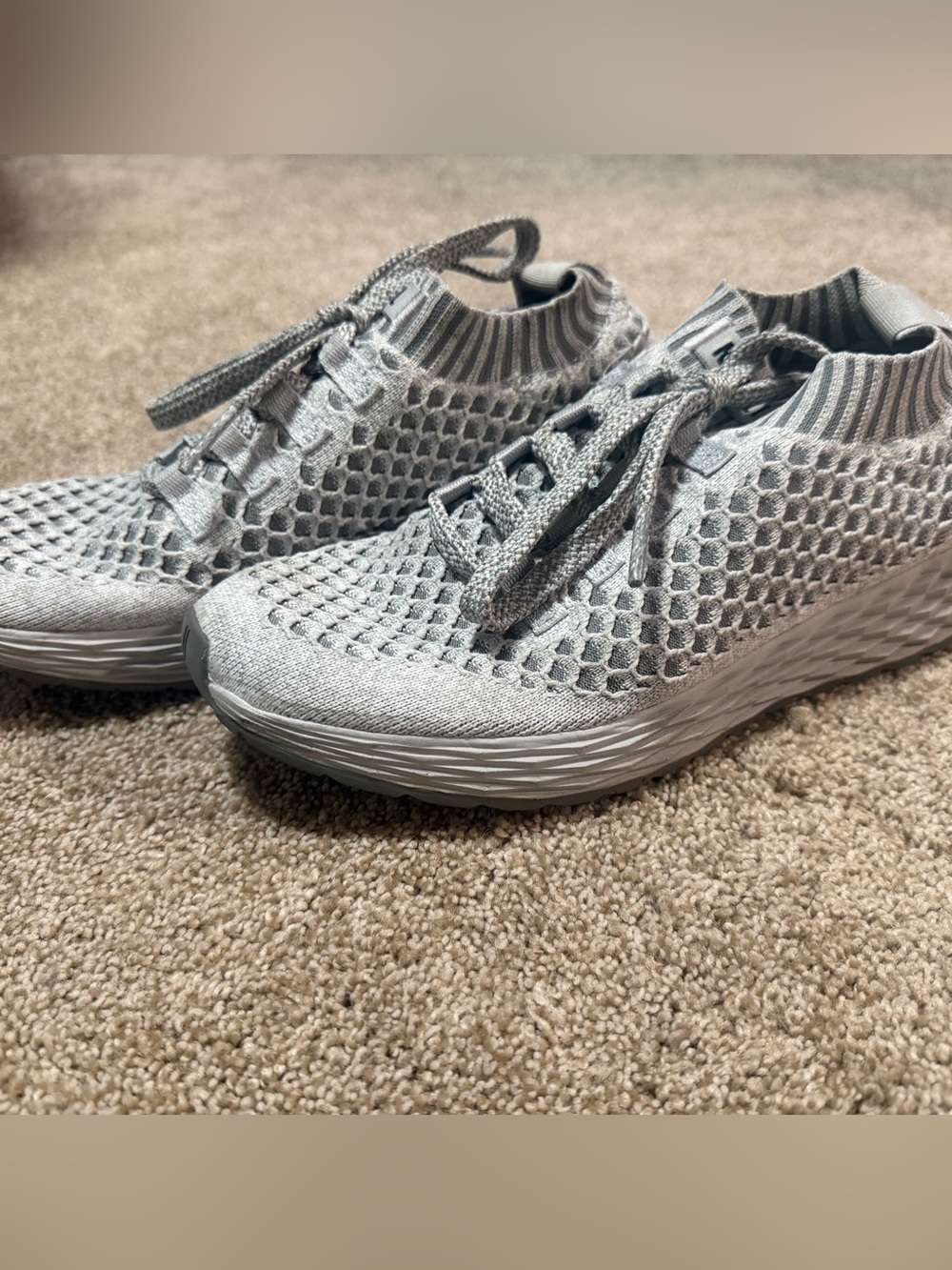 Light Gray Knit Sneaker with Gray Sole